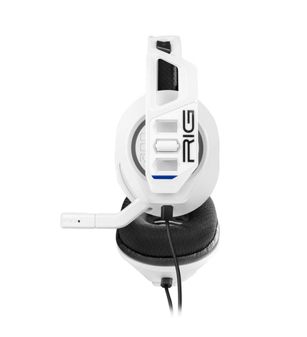 White Nacon RIG 300 PRO HS gaming headset with microphone, designed for plug-and-play consoles and electronic gaming setups.
