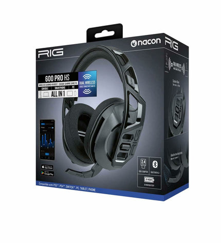 Nacon RIG600PROHS gaming headset with microphone, designed for plug-and-play console gaming, featuring comfortable ear cups and adjustable headband.