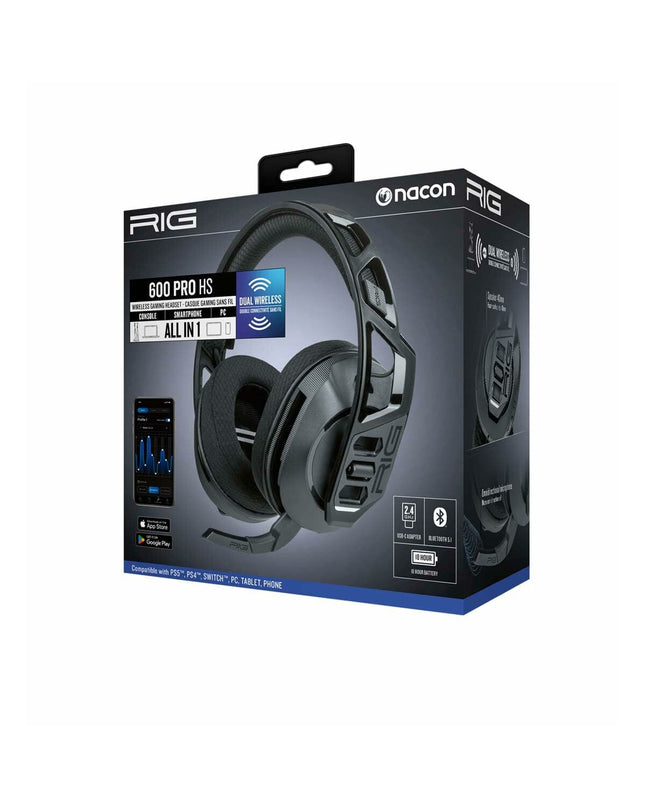 Nacon RIG600PROHS gaming headset with microphone, designed for plug-and-play console gaming, featuring comfortable ear cups and adjustable headband.