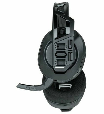 Nacon RIG600PROHX gaming headset with microphone, black electronic headset for plug and play consoles, close-up view