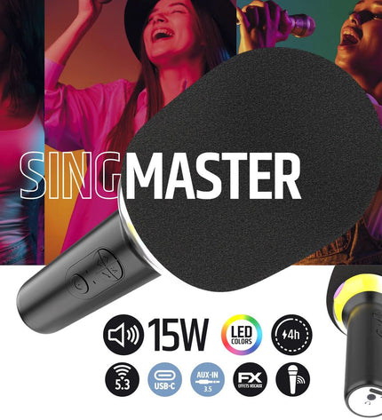 Ledwood Singmaster microphone with built-in LED indicator, professional audio and hi-fi electronics for clear sound capture.
