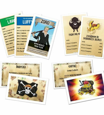 Winning Moves Monopoly One Piece board game with colorful game pieces and game board for family fun.