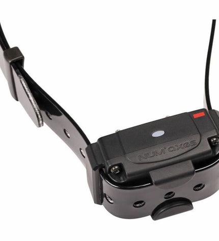 Num'Axes black anti-theft dog tracker device showing a sleek, compact design for pet security and theft prevention.