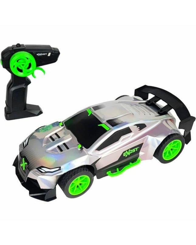 Green Exost remote control police car toy, detailed plastic vehicle for children, part of the Exost vehicle playsets.