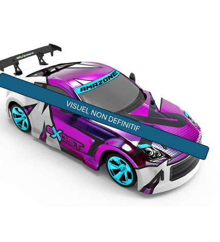 Silverlit police car toy with remote control, silver color, detailed design, suitable for children, in a play setting.