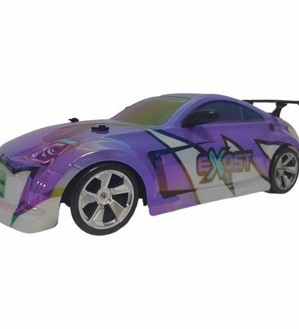 Silverlit remote control police car toy, silver-colored vehicle for children, detailed with police markings and accessible remote.