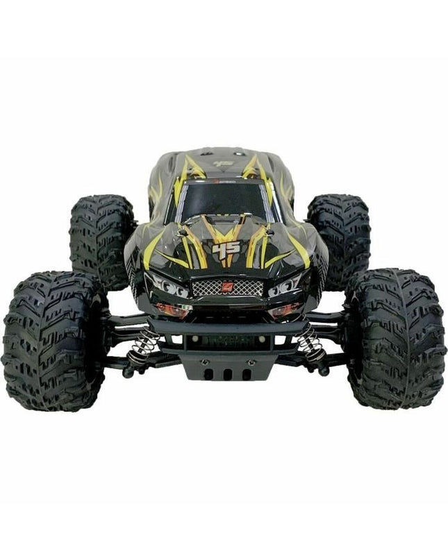 Silverlit remote-controlled police car toy in silver with multicolored lights, designed for children, on a plain background.