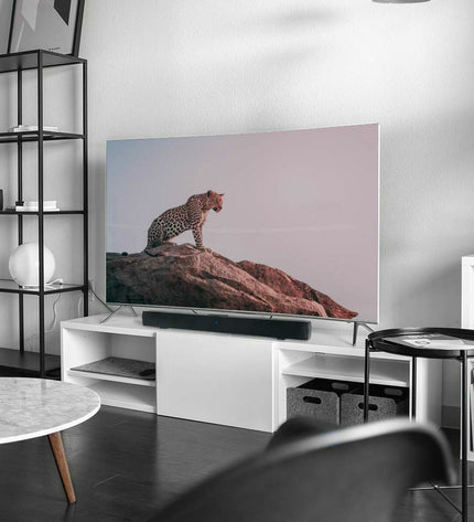 Black Muse M-1520SBT wireless soundbar with 50W output, featuring sleek design and audio controls, ideal for home entertainment.