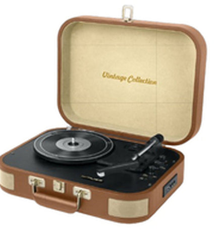 Muse MT-501ATC brown turntable with tonearm and platter, part of electronic audio and hi-fi equipment.
