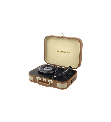 Muse MT-501ATC brown turntable with tonearm and controls, part of electronic audio and hi-fi equipment.