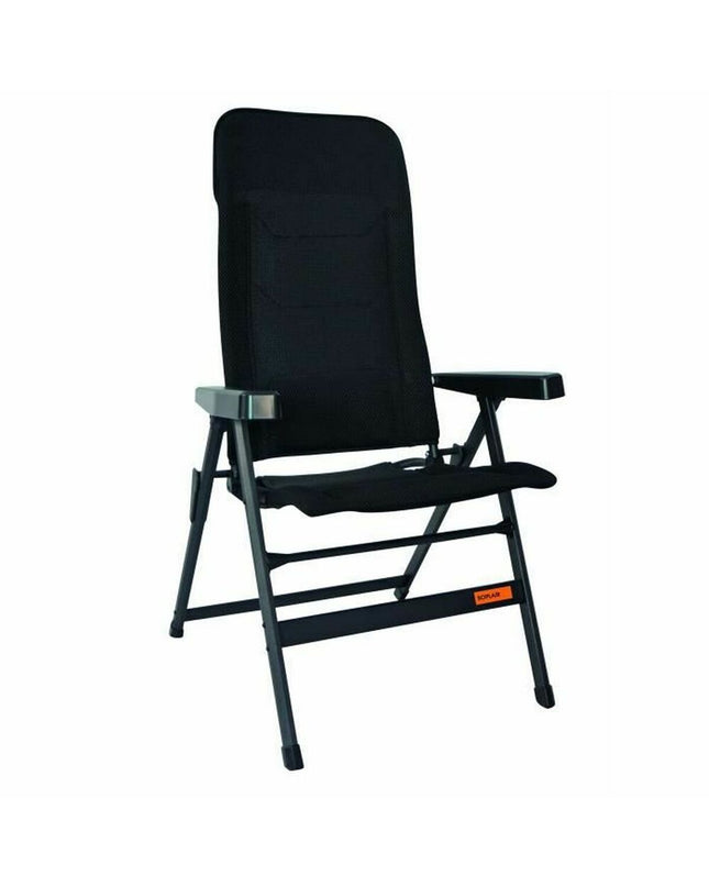 Black BigBuy Garden camping chair with headrest, sport and outdoor, suitable for camping and hiking.