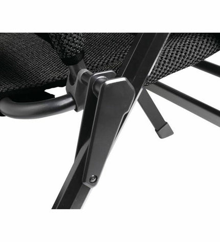 Black BigBuy Garden camping chair with headrest, sport and outdoor seating, lightweight and foldable for camping and hiking.