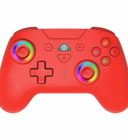 Black Subsonic Xbox One and Switch remote control with buttons for gaming, connected to electronic console.