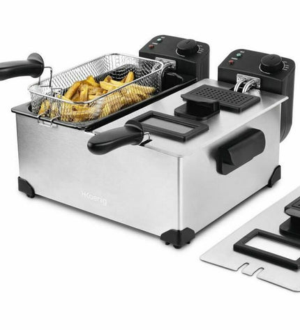 Hkoenig 3600W electric deep fryer with 6L capacity, compact kitchen appliance for frying food at home.
