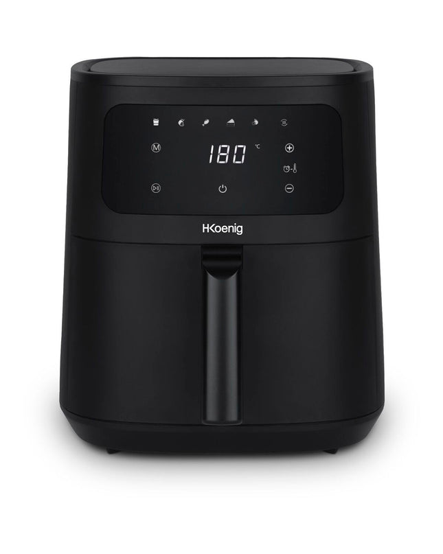 Hkoenig small electric fryer machine for home cooking, with a compact design and control panel visible.