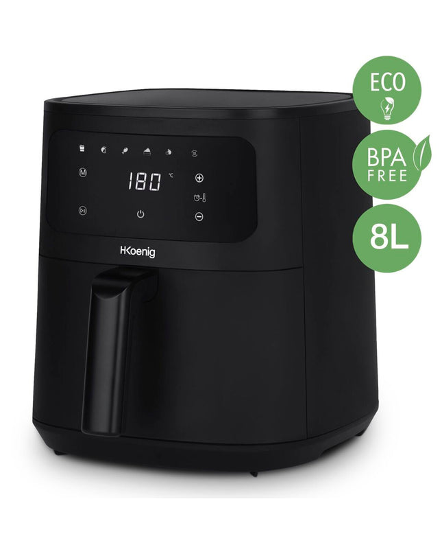 Hkoenig frituurmachine for home cooking, compact electric fryer with digital controls and stainless steel exterior.