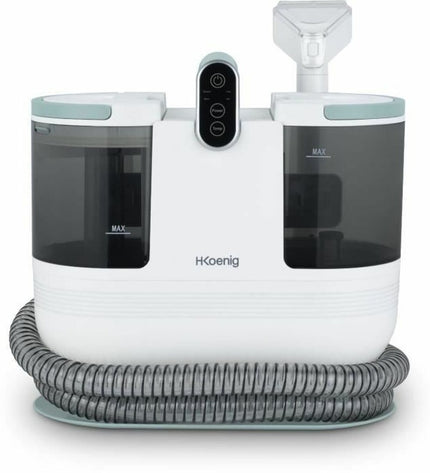 Hkoenig TWT88 robot stofzuiger on clean hardwood floor, showing its sleek design and low profile for home cleaning.