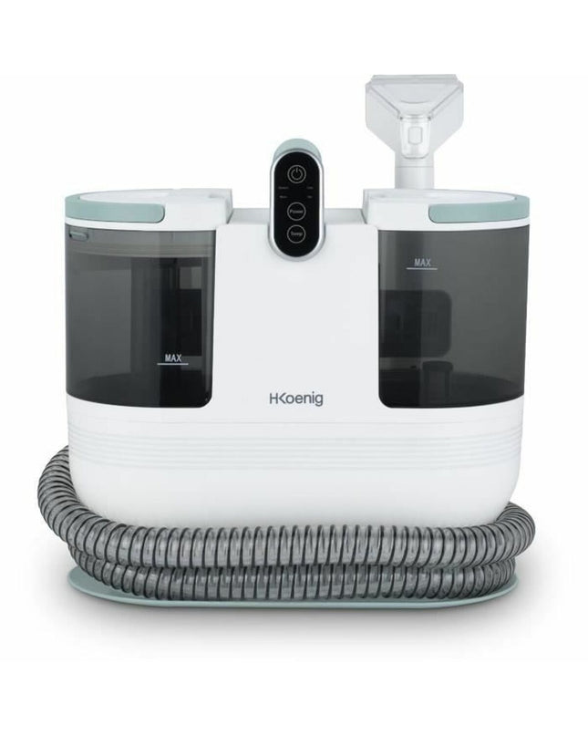 Hkoenig TWT88 robot stofzuiger on clean hardwood floor, showing its sleek design and low profile for home cleaning.
