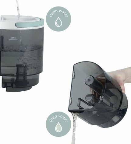 Hkoenig TWT88 robot stofzuiger schoonmaakt vloeren in woonkamer, compact design, black and silver finish