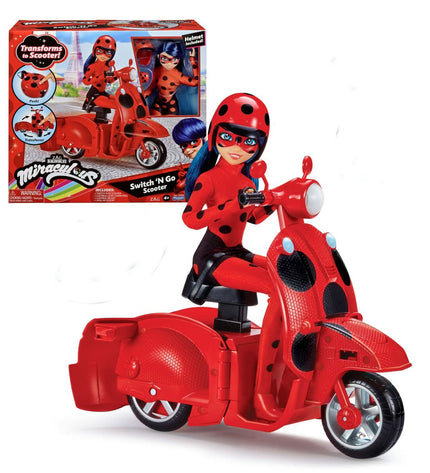 Miraculous Tales of Ladybug & Cat Noir motorbike action figure toy from the playset, detailed with character-themed design.