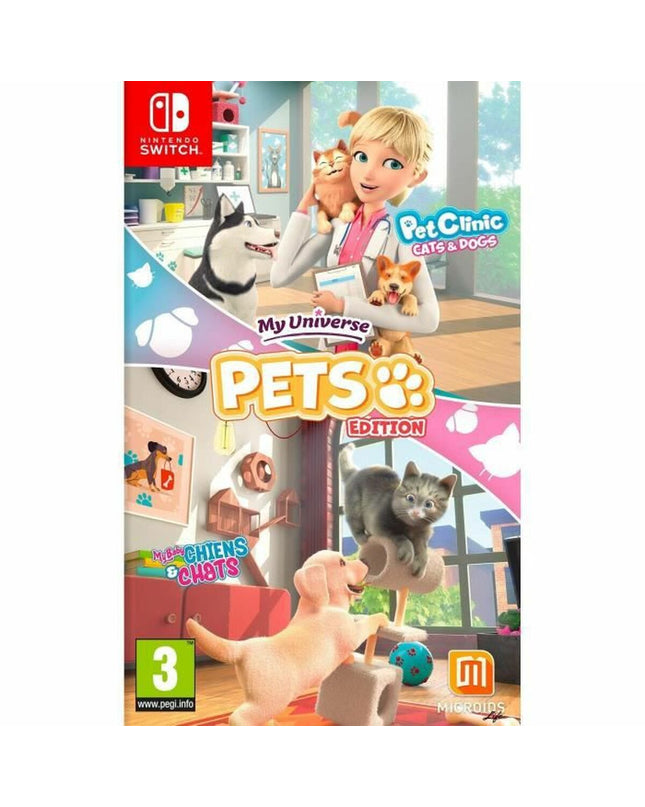 Microids My Universe Pets Switch video game cartridge for Plug & Play console, featuring colorful pet-themed artwork.