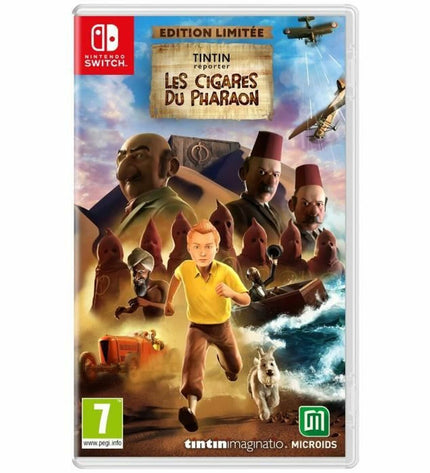 Microids Tintin Reporter: Les Cigares du Pharaon Switch video game cartridge for Plug & Play gaming console, featuring Tintin artwork.