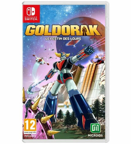 Microids Goldorak: Le Festin des Loups Switch video game cartridge for Plug & Play console, featuring colorful game artwork.