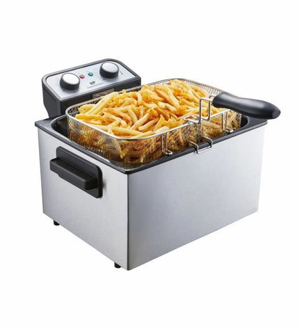 Gray Continental Edison CEFR5IN3P 5L deep fryer for home cooking with compact design and easy-to-use controls.