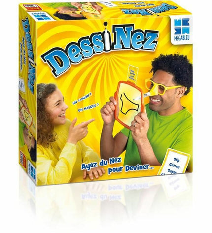Megableu DESSINE drawing game, colorful game pieces and cards for kids' fun and creative play in a vibrant toy set.