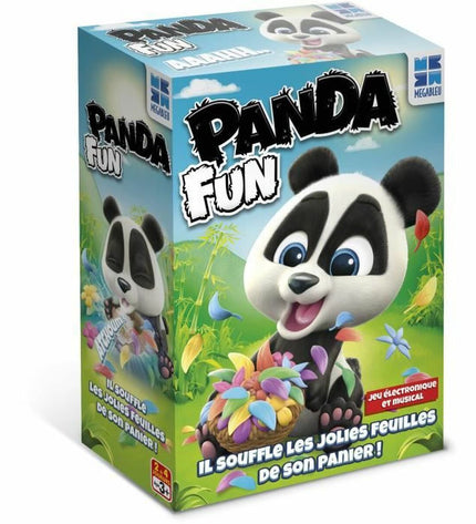 Megableu Panda'Fun board game with colorful panda-themed pieces and game components on a table.