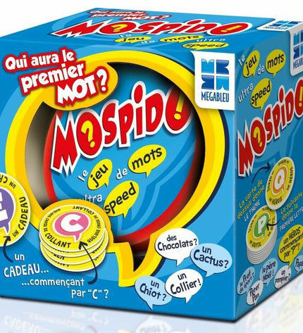 Megableu Mospido board game with colorful game pieces and a game board, perfect for family entertainment and fun gameplay.