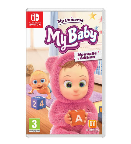 Microids MyUniverse MyBaby Switch video game cartridge for electronic plug-and-play console, featuring colorful game artwork.