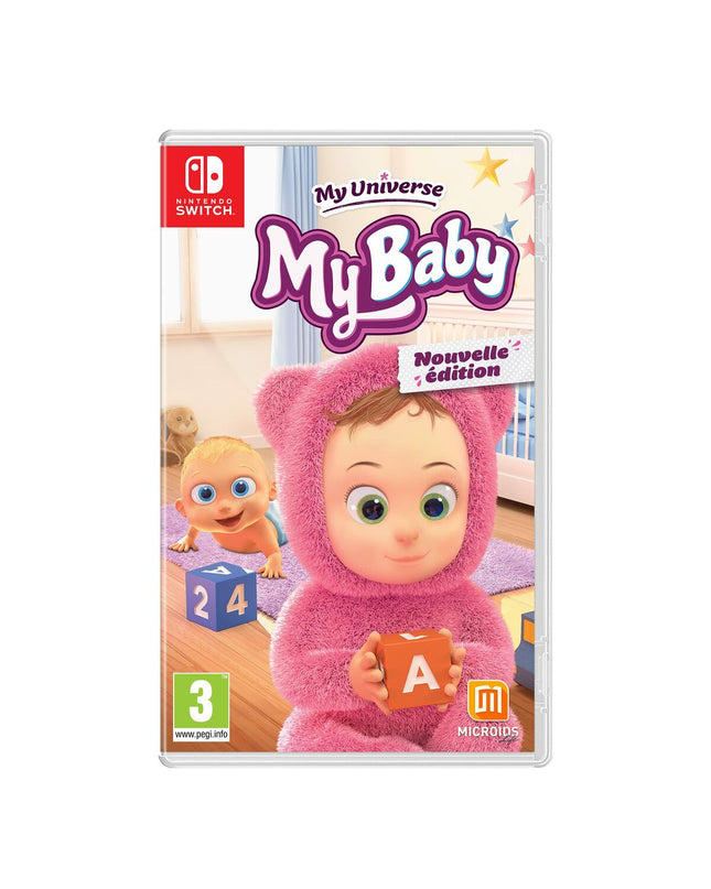 Microids MyUniverse MyBaby Switch video game cartridge for electronic plug-and-play console, featuring colorful game artwork.