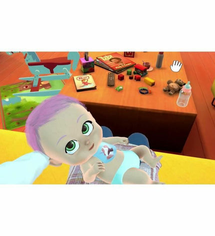 Microids My Universe: MyBaby Switch video game for electronics, showing the game case and console setup.