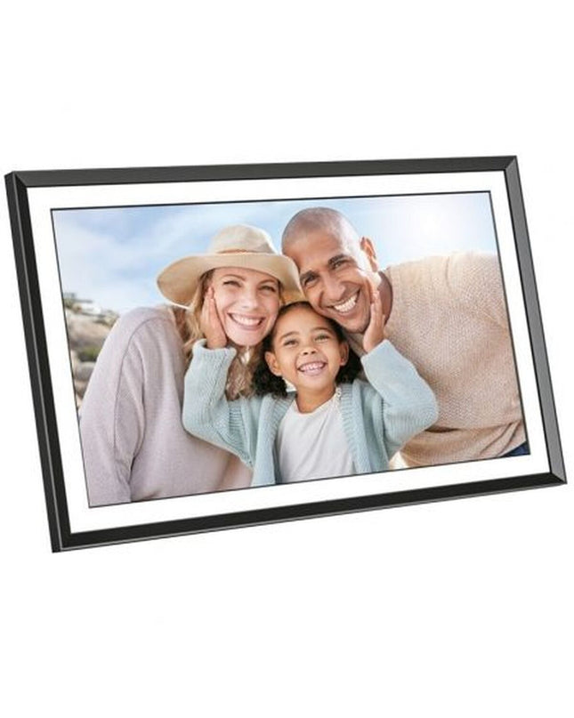 Agfa APF1560WIFI 15.6-inch digital photo frame displaying a colorful landscape image on its screen.