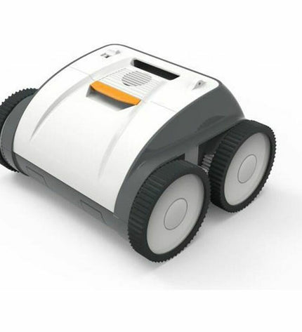 Bestway automatic pool cleaner for gardens, pools, and jacuzzis, featuring the model 16908 in use on a swimming pool surface.