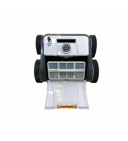 Bestway automatic pool cleaner for gardens, swimming pools, and jacuzzis, shown in action inside a blue pool.