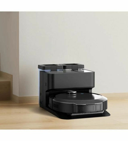 EZIclean All in One Z10 Plus robot stofzuiger with sleek design on clean hardwood floor, ready for home cleaning tasks
