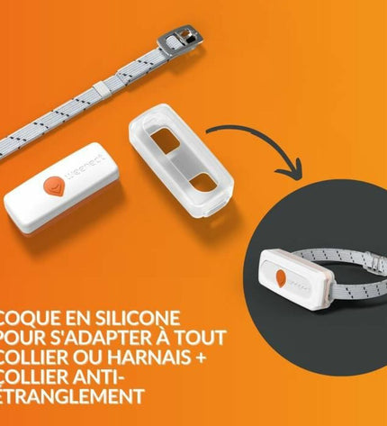 Weenect XS GPS tracker for cats, white anti-theft device for pets, small and lightweight for dogs and cats.
