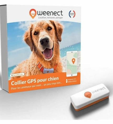 Weenect XS GPS anti-diefstal zoekapparaat voor honden, wit, compact en tracking apparaat voor dierveiligheid.