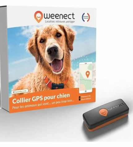 Weenect XS GPS dog tracker device for anti-theft protection, showing the compact tracker for pets with GPS functionality.