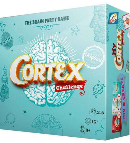 Asmodee Cortex Challenge board game with colorful cards and game pieces for fun cognitive challenges and brain teasers.