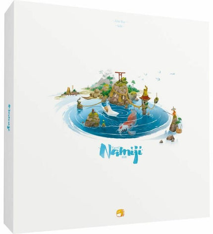 Asmodee Namiji board game with colorful game pieces and illustrated game board for family entertainment.