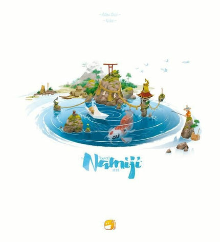 Asmodee Namiji board game with colorful game pieces and detailed artwork for fun family gameplay.