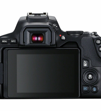 Canon Reflex camera model 3454C003 with lens, black electronic photography and video camera for professional or hobby use.