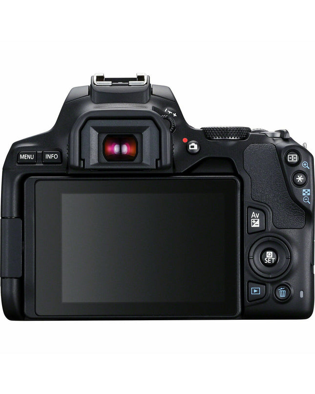 Canon Reflex camera model 3454C003 with lens, black electronic photography and video camera for professional or hobby use.