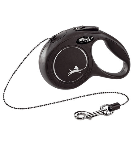 Black Flexi NEW CLASSIC cat leash XS with 3-meter length, flexible nylon strap for cats, brand Flexi.