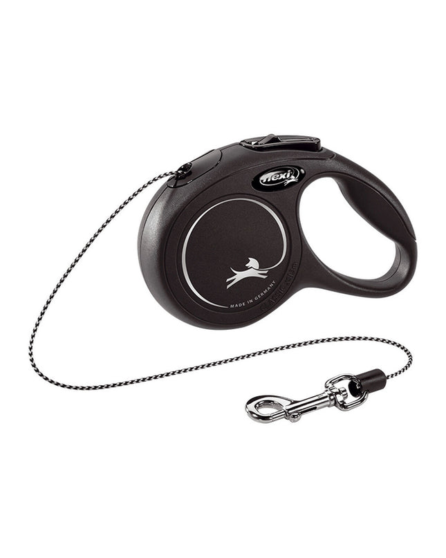 Black Flexi NEW CLASSIC cat leash XS with 3-meter length, flexible nylon strap for cats, brand Flexi.
