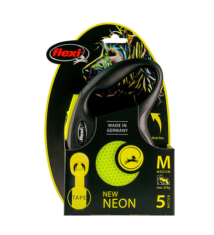 Flexi 5m dog leash in black with red handle, made of durable material, designed for dogs, by Flexi.