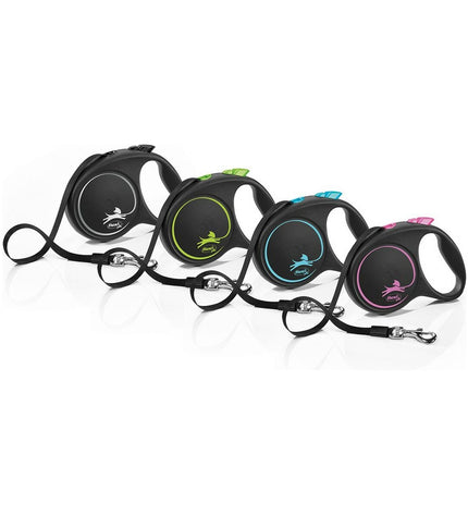 Flexi BLACK DESIGN 5m dog leash in green for medium-sized dogs, durable and flexible dog walking accessory by Flexi.